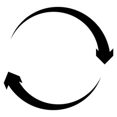 Circular, circle arrow right. Radial arrow icon, symbol. Clockwise rotate, twirl, twist concept element. Spin, vortex pointer. Whirlpool, loop cursor shape
