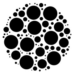 Random circles, dots. Pointillist polka-dots. Scattered circles design element