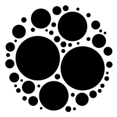 Random circles, dots. Pointillist polka-dots. Scattered circles design element