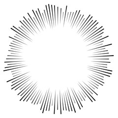 Random circular lines starburst, sunburst. Converging radial, radiating stripes, spokes. Concentric rays, beams. Fireworks, explosion, sparkle trail lines