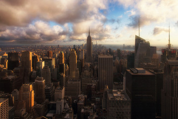 New York skyline viewed from Rockefeller Center rooftop