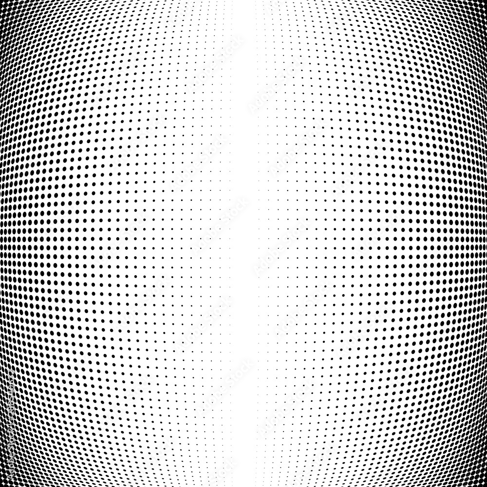 Aufkleber half-tone dots. dotted, circles pattern. sphere, orb or globe distortion speckles. diffuse radial, r