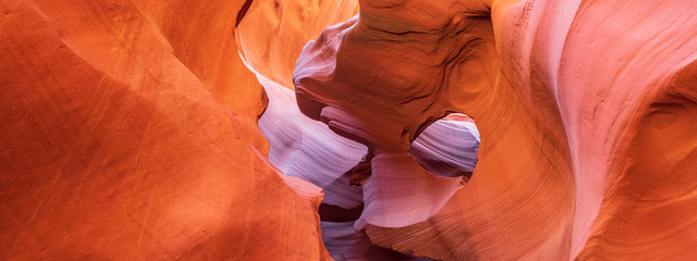Panoramic view of the famous Antelope Canyon, Page, Arizona, USA 
