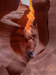 lower antelope canyon - Navajo guards in the sandstone of the canyon walls