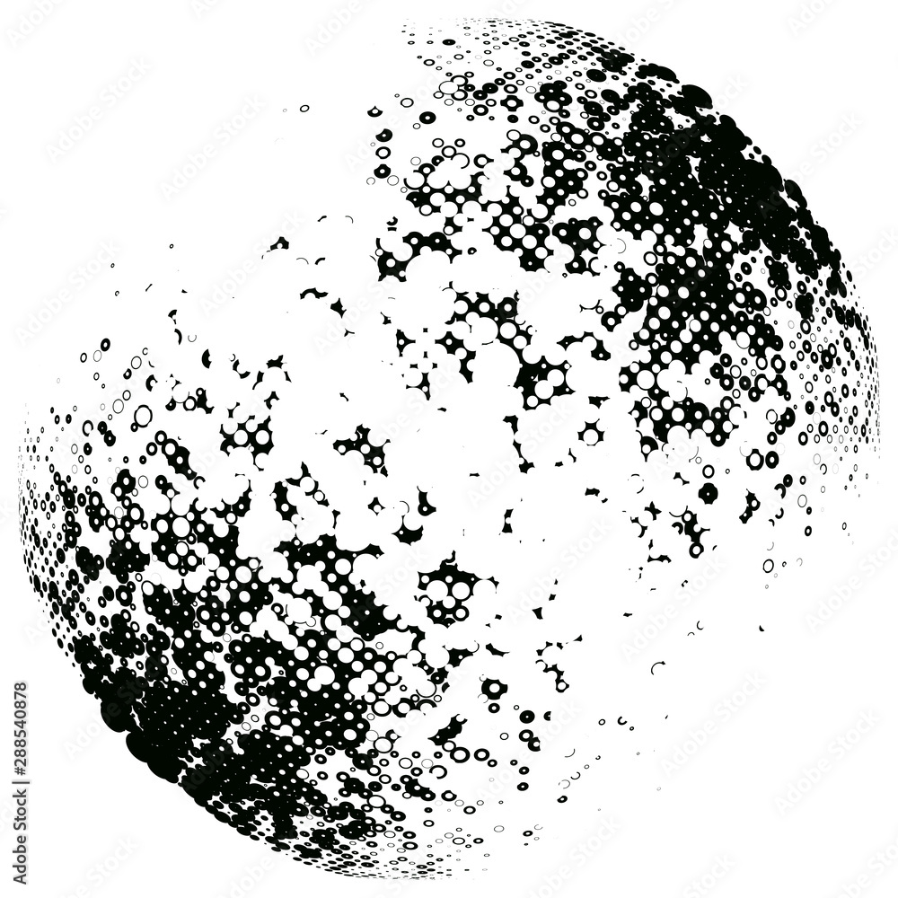 Fototapete half-tone dots. dotted, circles pattern. sphere, orb or globe distortion speckles. diffuse radial, r