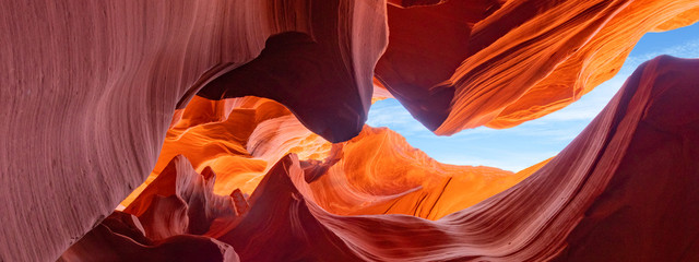 Endless dreamas in the famous Antelope Canyon, Arizona near Page in Navajo reservat, panorama