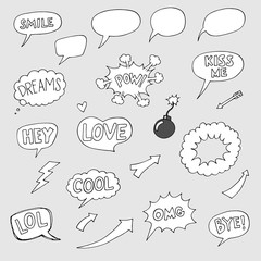 Obraz premium set of hand-drawn doodles speech bubbles