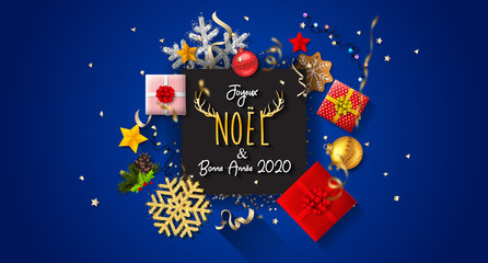 Fototapeta na wymiar Joyeux Noël & Bonne Année 2020