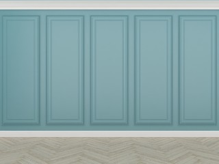 Naklejka premium classic blue wall with wood floor,3d render