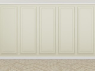 classic cream wall with wood floor,3d render
