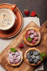 Set of cakes with berries
