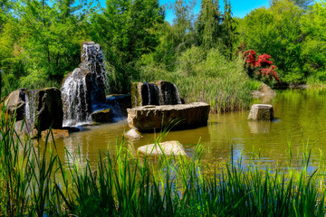 Beautiful fountain at a city park in Boise Idaho