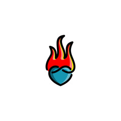 Combination of love and fire logo design vectors unique V.2