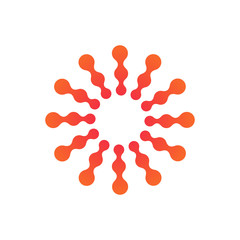 Abstract Molecular nanotechnology Sun, connected rays. Abstract sunny day logo template. Stock Vector illustration isolated on white background