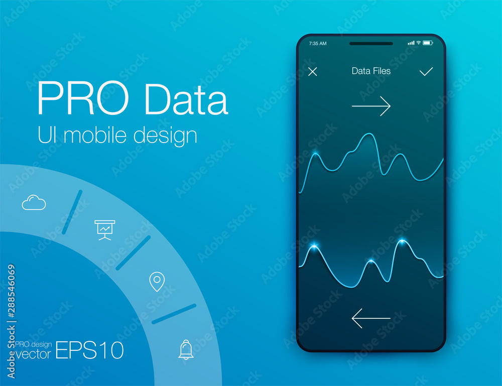 Poster mobile application interface. ui design, stock vector