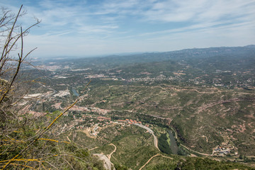 View of the surroundings from the Montserrat Monastery in Spain,