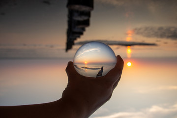 A glass ball at the beach