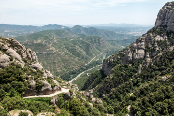 Fototapeta na wymiar View of the surroundings from the Montserrat Monastery in Spain,