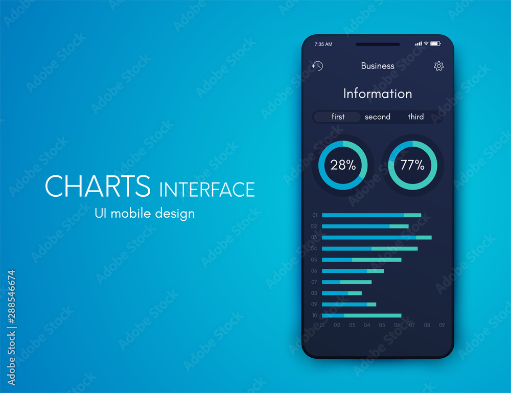 Poster mobile application interface. ui design, stock vector