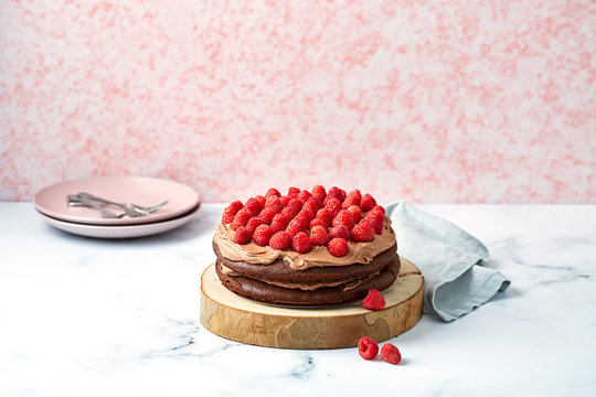 Chocolate and raspberry cake whole