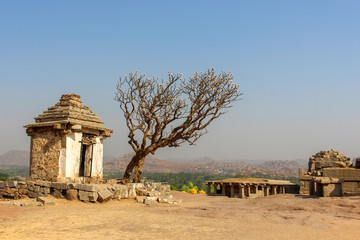 ruins of ancient structure in Hampi