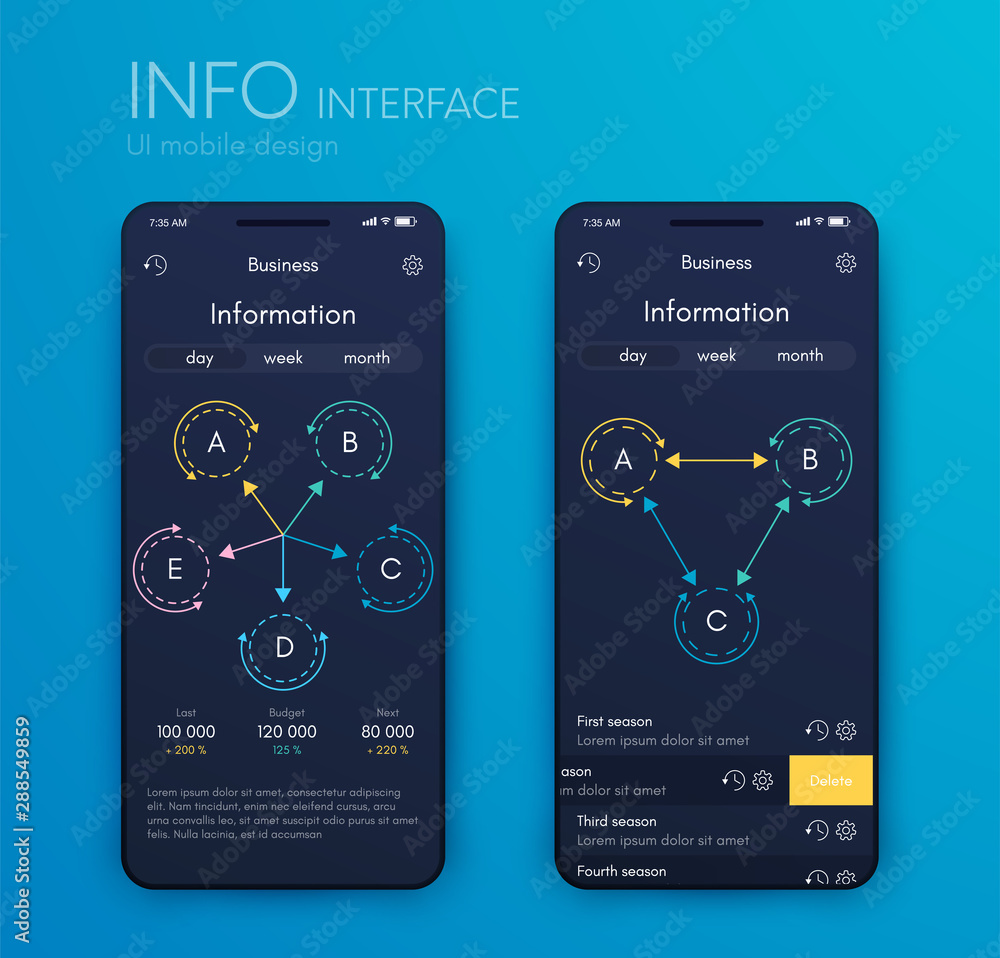 Poster mobile application interface. ui design, stock vector