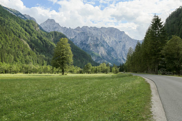 Beautifull Logar valley or Logarska dolina park, Slovenia, Europe. Inspiration travel under Kamnik-Savinja Alps. © 24K-Production