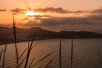 Beautiful sunrise on the Costa Tropical of Granada, Views of La Herradura from Cerro Gordo.