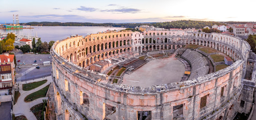 Pula amphitheater in the morning, Croatia