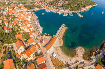 Aerial view of Jelsa in Croatia
