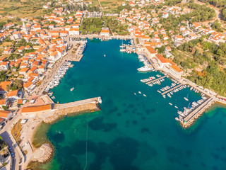 Aerial view of Jelsa in Croatia