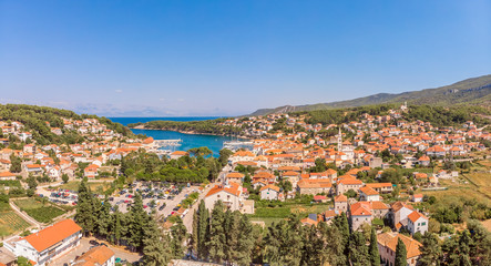 Aerial view of Jelsa in Croatia