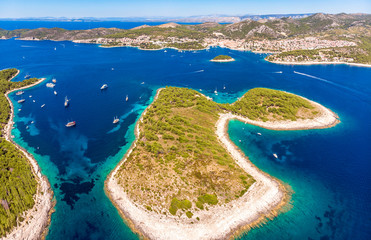 Aerial view of Paklinski Islands in Hvar, Croatia