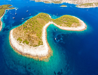 Aerial view of Paklinski Islands in Hvar, Croatia