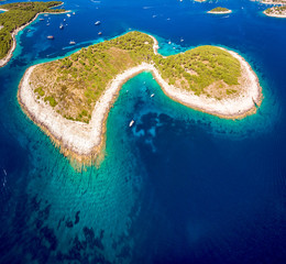Aerial view of Paklinski Islands in Hvar, Croatia