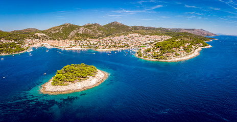 Aerial view of Paklinski Islands in Hvar, Croatia