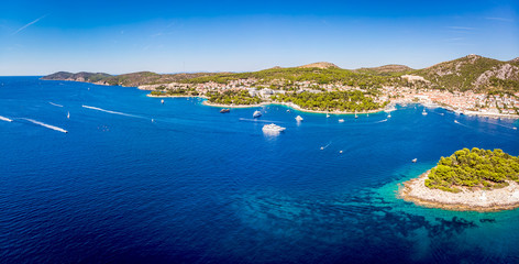 Aerial view of Paklinski Islands in Hvar, Croatia