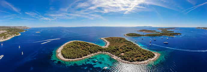 Aerial view of Paklinski Islands in Hvar, Croatia