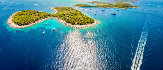 Aerial view of Paklinski Islands in Hvar, Croatia - obrazy, fototapety, plakaty