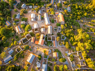 Aerial view of village of Humac in Croatia