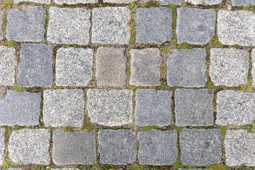 gray stone of old pavers paving slabs, background, texture