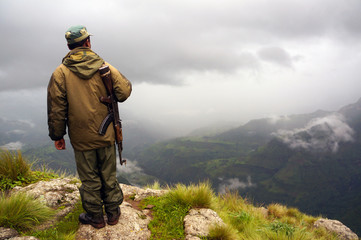 Looking down on the clouds in Simien Mountains National Park, Ethiopia  