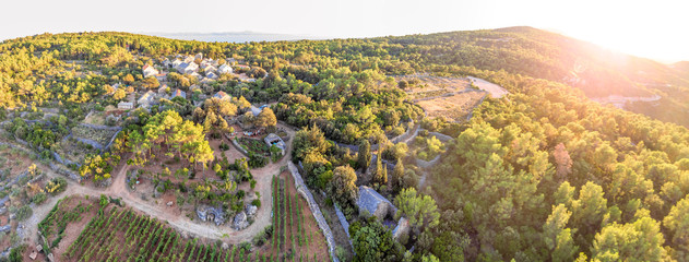 Aerial view of village of Humac in Croatia