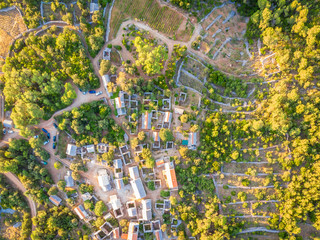 Aerial view of village of Humac in Croatia