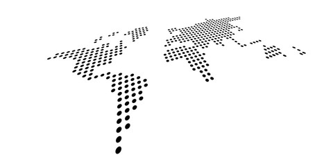 Fototapeta premium Dotted map of World. Side view distortion. Black vector dots on white background