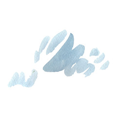 Abstract watercolor paper splash shapes isolated drawing. Illustration aquarelle for background.