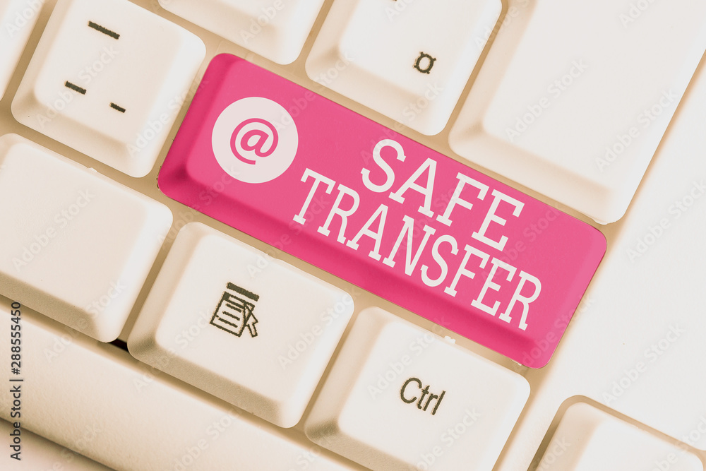 Poster writing note showing safe transfer. business concept for wire transfers electronically not paper bas