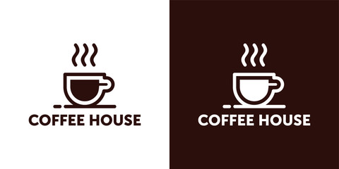 COFFEE HOUSE logo vector. coffee logotype design template. brown and white icon cafe