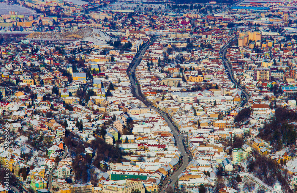 Canvas Prints Brasov city in winter. Romania. aerial view