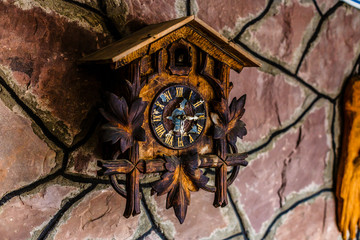 Antique cuckoo clock on wall